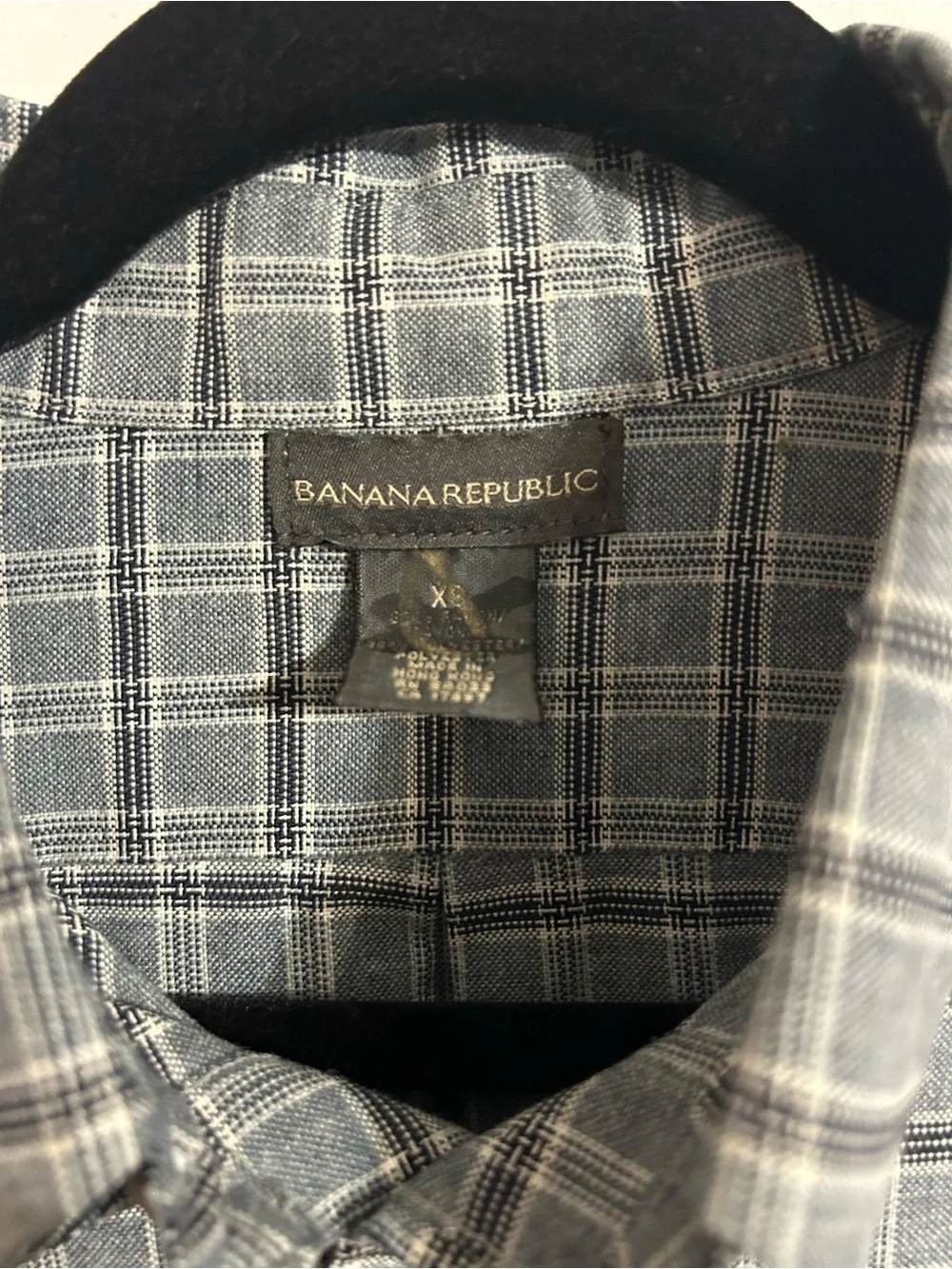Banana Republic Gray Plaid Button-Down Dress Shirt